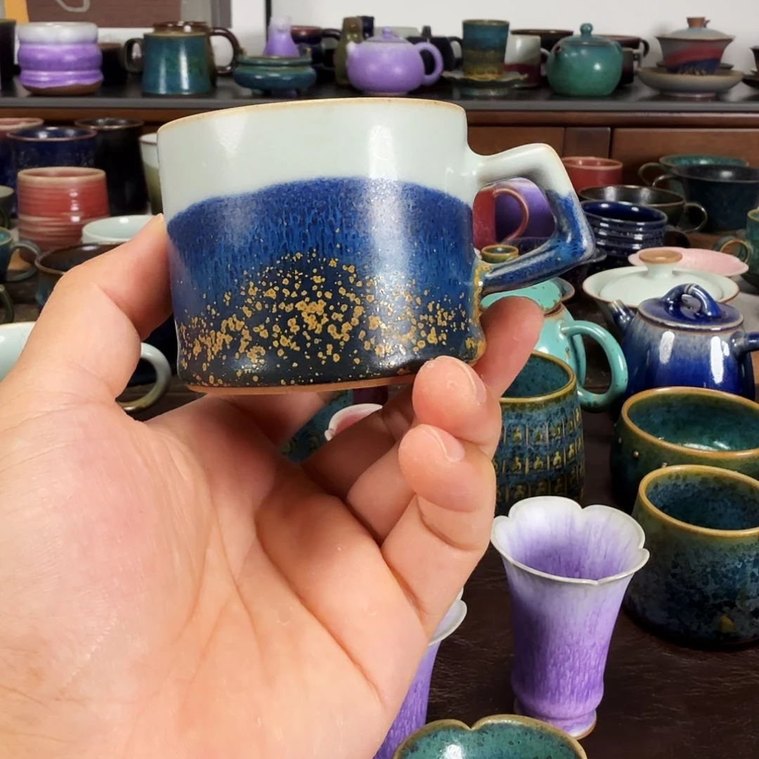 蓝山水马克杯咖啡杯高端瓷器任晓飞老师