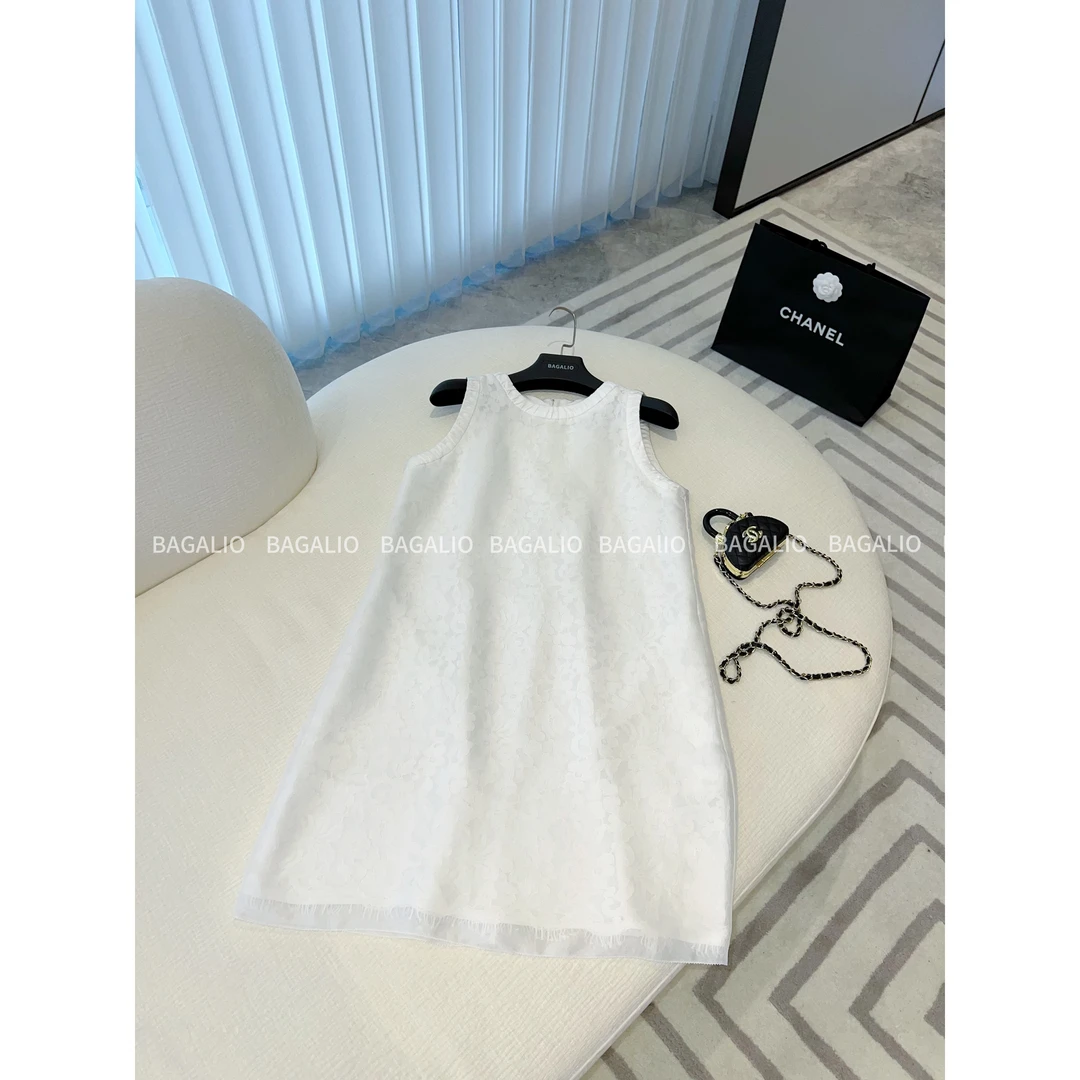 【BAGALIO】褶皱蕾丝花边无袖连衣裙 2841