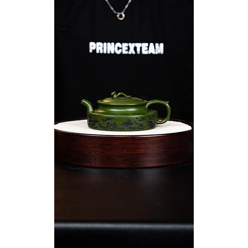 宜兴紫砂 古卣华庭 绿泥 汪东升h304