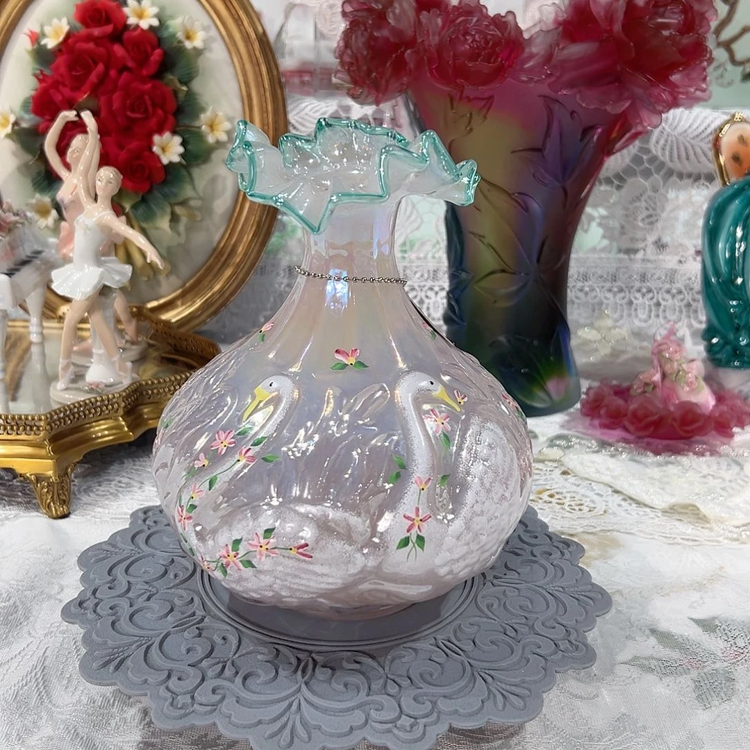 陶瓷0043福利粉色天鹅花瓶