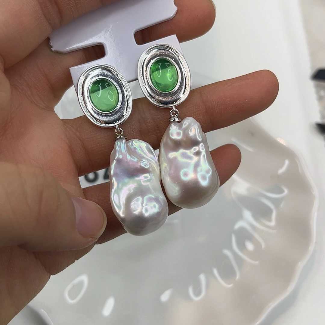 合金淡水珍珠耳饰