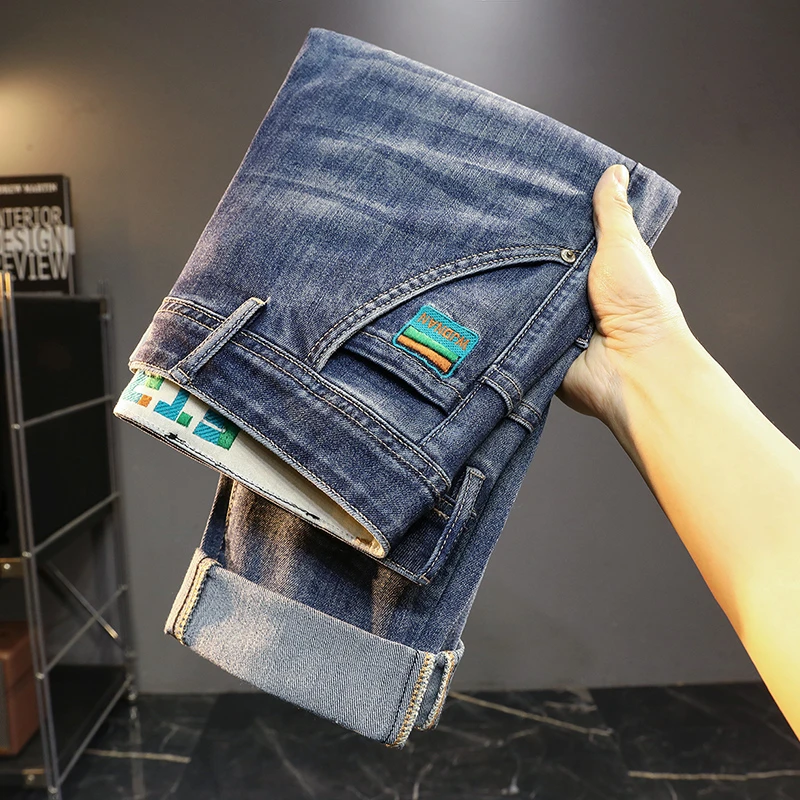2025春夏新款弹力牛仔裤男潮流小直筒百搭长裤男牛仔裤男显瘦