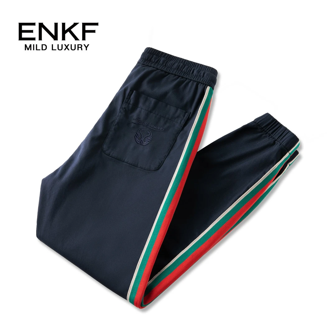 蒙口透秋季侧条纹简约束脚休闲裤男士新款运动裤潮流时尚百搭卫裤