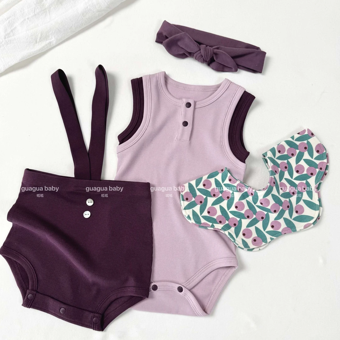 呱呱Baby新生儿天丝棉套装夏季凉感无袖包屁婴儿男女宝A类哈衣