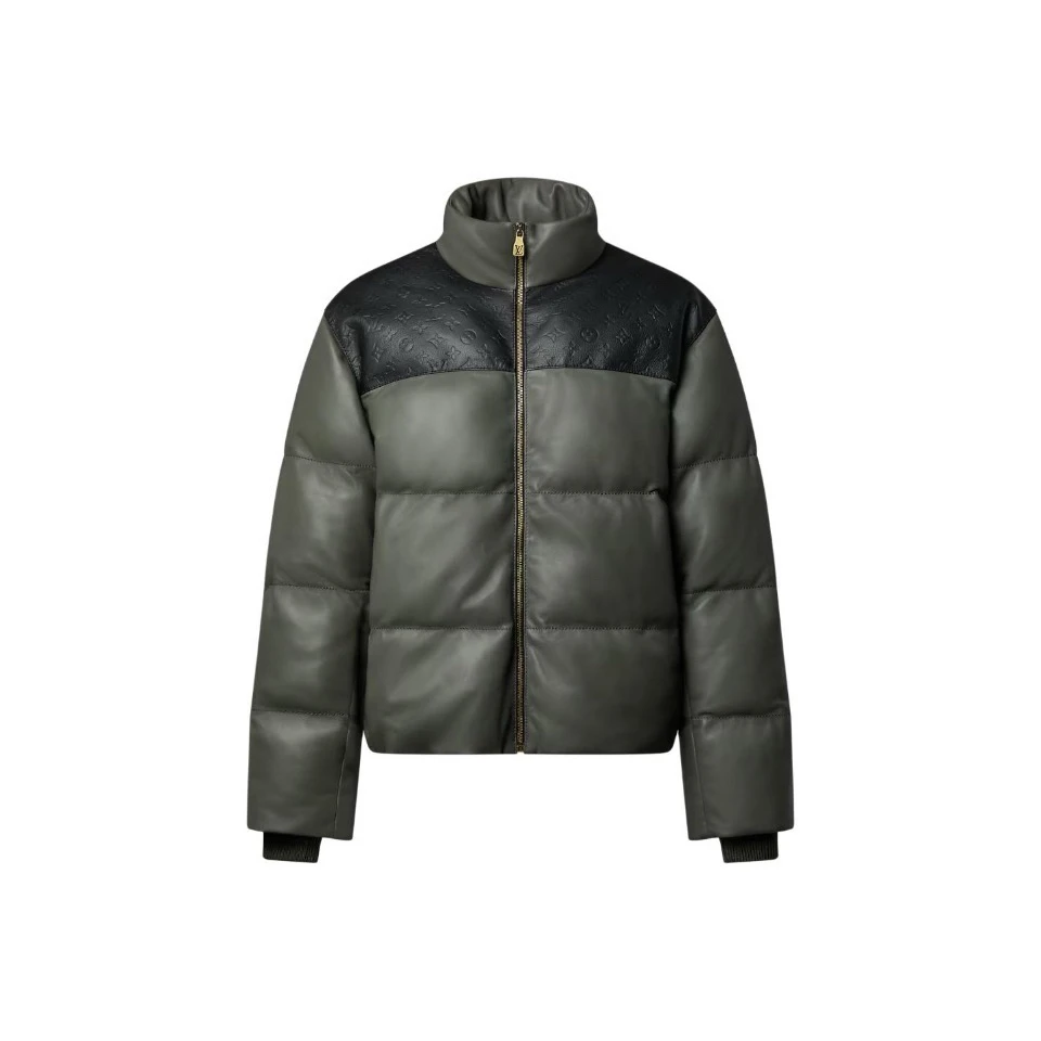 未使用 LouisVuitton/路易威登 SS26/立领拉链皮革/长袖棉服/52码