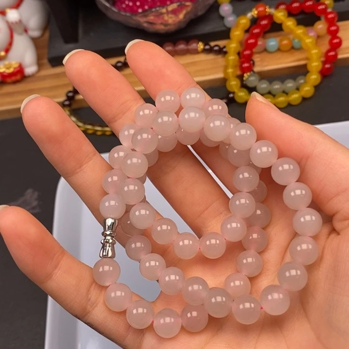 未镶嵌卡8藕粉一条玛瑙/玉髓