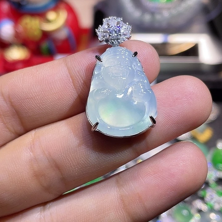 翡翠银S925镶嵌吊坠(不含链)