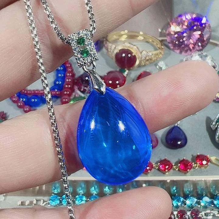 非金属红色蓝色吊坠戒指