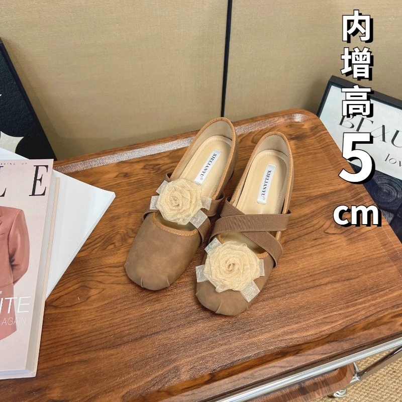 【明星同款】法式温柔芭蕾风少女单鞋软底复古山公主圆小香风5cm内