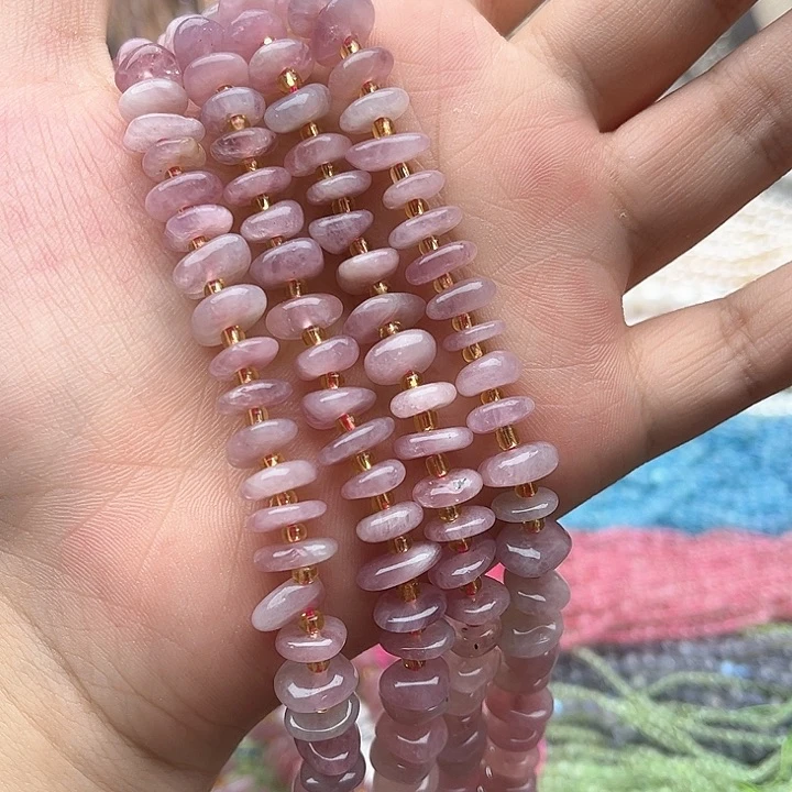 未镶嵌玛瑙/玉髓珠宝半成品一条紫马粉晶随型隔片
