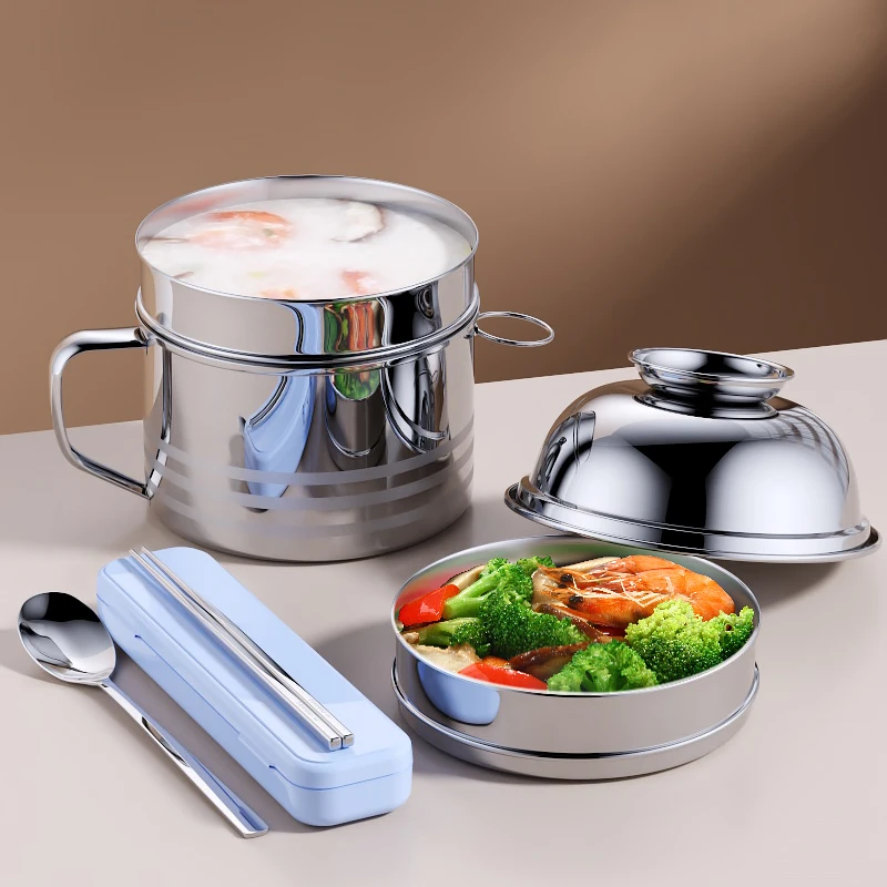 饭盒不锈钢饭盒上班族快餐杯加厚泡面碗餐盒食堂带饭大容量饭缸