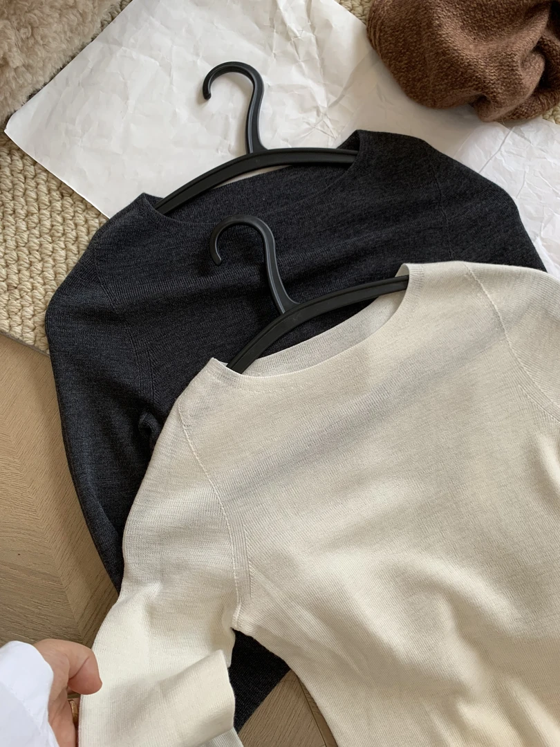 【朴大艺】纽约时报 120支18针无缝一体扬子纱一字领高质感针织