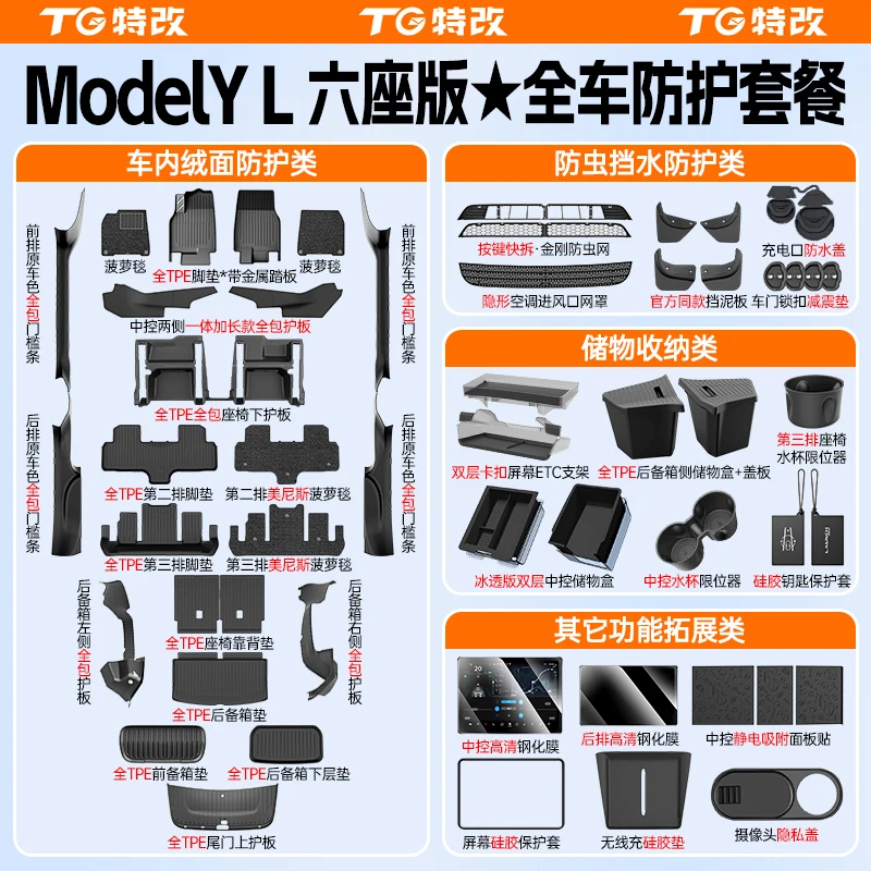 【特改】【新车大礼包】适用特斯拉ModelYL六座 豪华全车大礼包