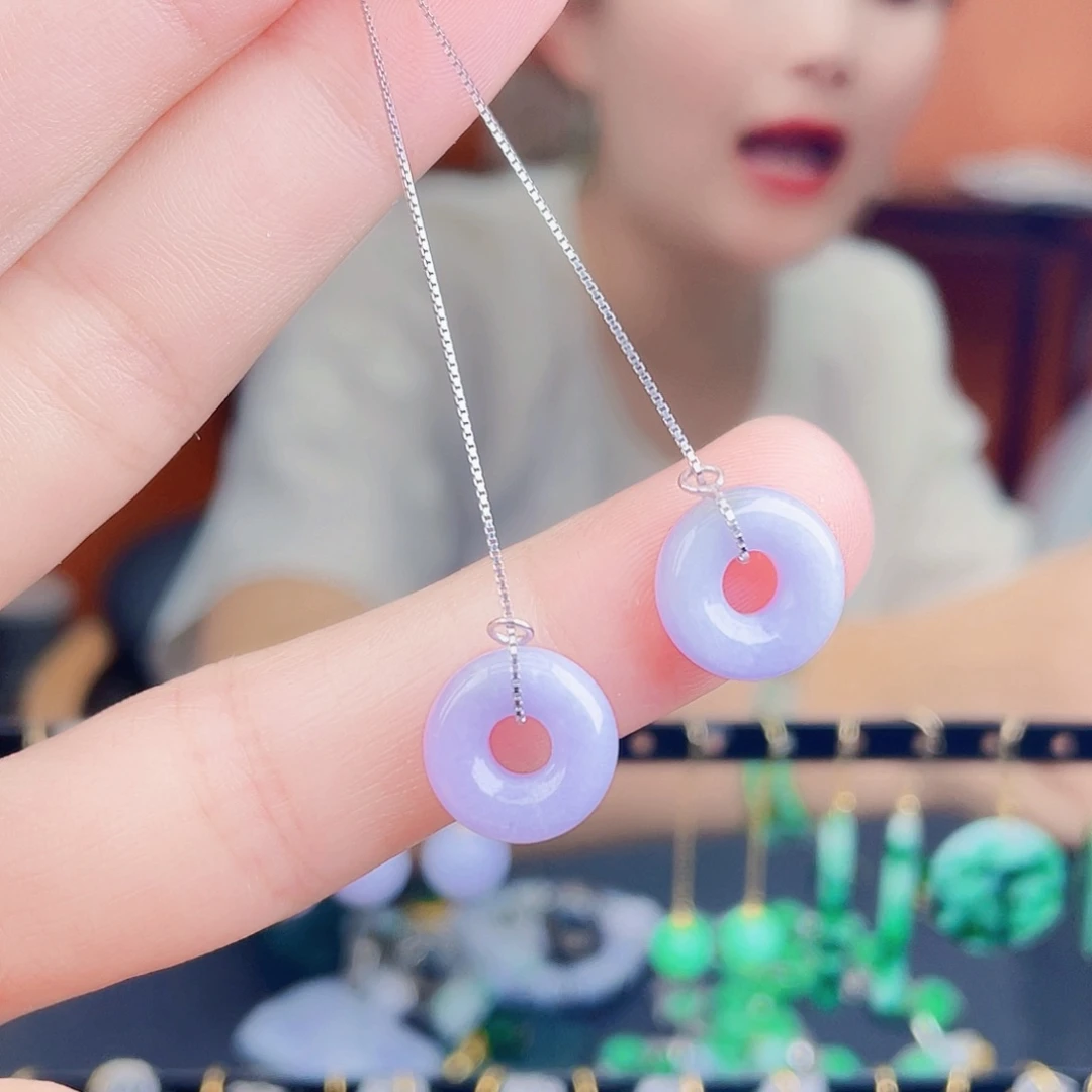 翡翠银S925镶嵌耳饰饰品