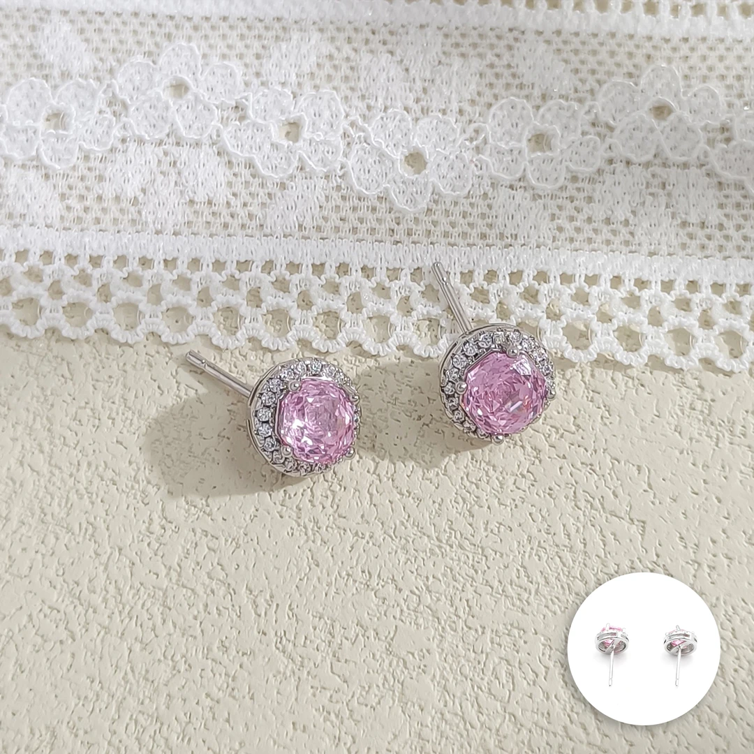 铜合金合成锆石耳饰 WGTL-006819【绯羽摇梦】耳饰简约小众简约