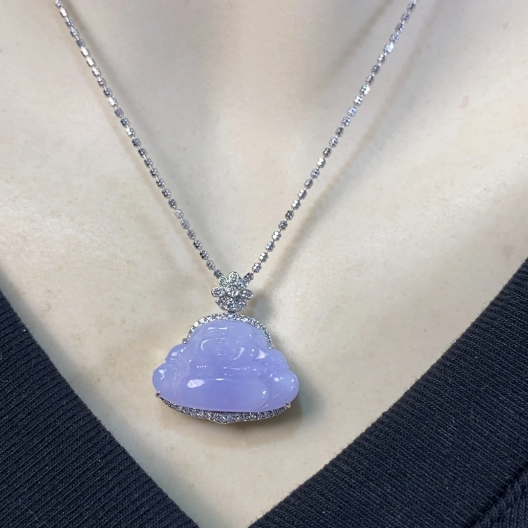 翡翠吊坠(赠链)18K金镶嵌