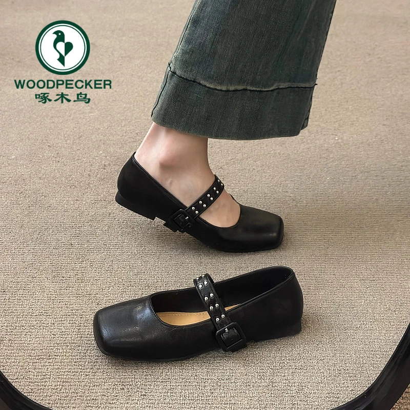 啄木鸟法式复古玛丽珍鞋女2025春夏新款舒适平底百搭温柔气质单鞋