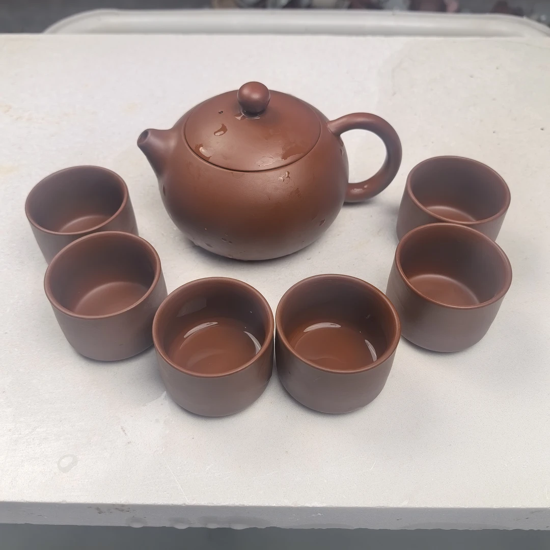 朱泥大红袍素面西施一壶六杯A