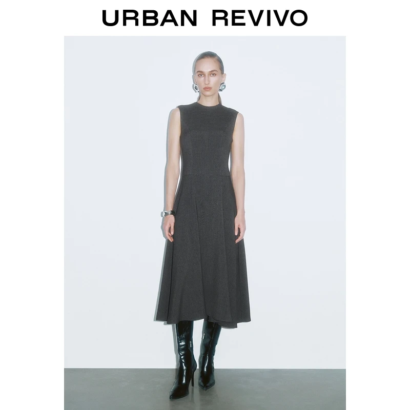 UR2025秋季新款女装简约气质收腰无袖A字连衣裙UWG750191+