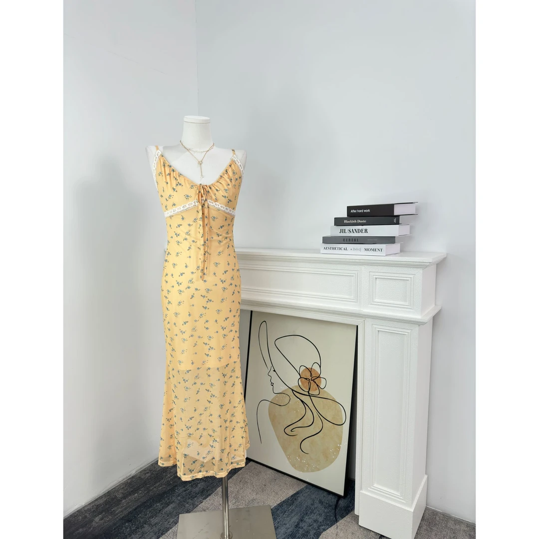 春夏季高级气质优雅修身网纱吊带连衣裙长裙裙子编号101-150