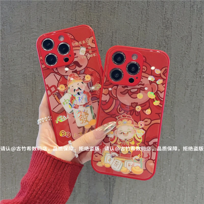 肤感金烫金玻璃壳适用苹果16/华为荣耀/OPPO/VIVO/小米手机壳防摔