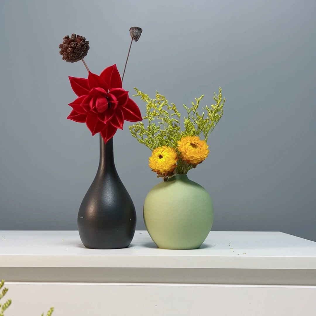 摆件景德镇手作陶瓷花瓶摆件无孔