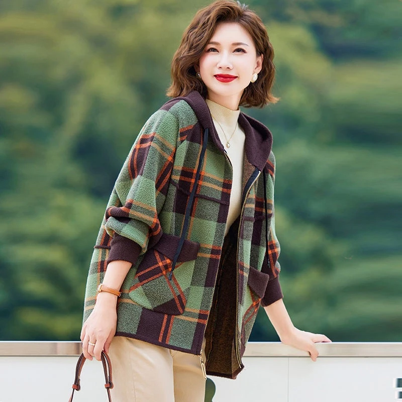 【锦绣江南】春秋装针织外套新款时尚洋气中老年女装休闲夹克衣服