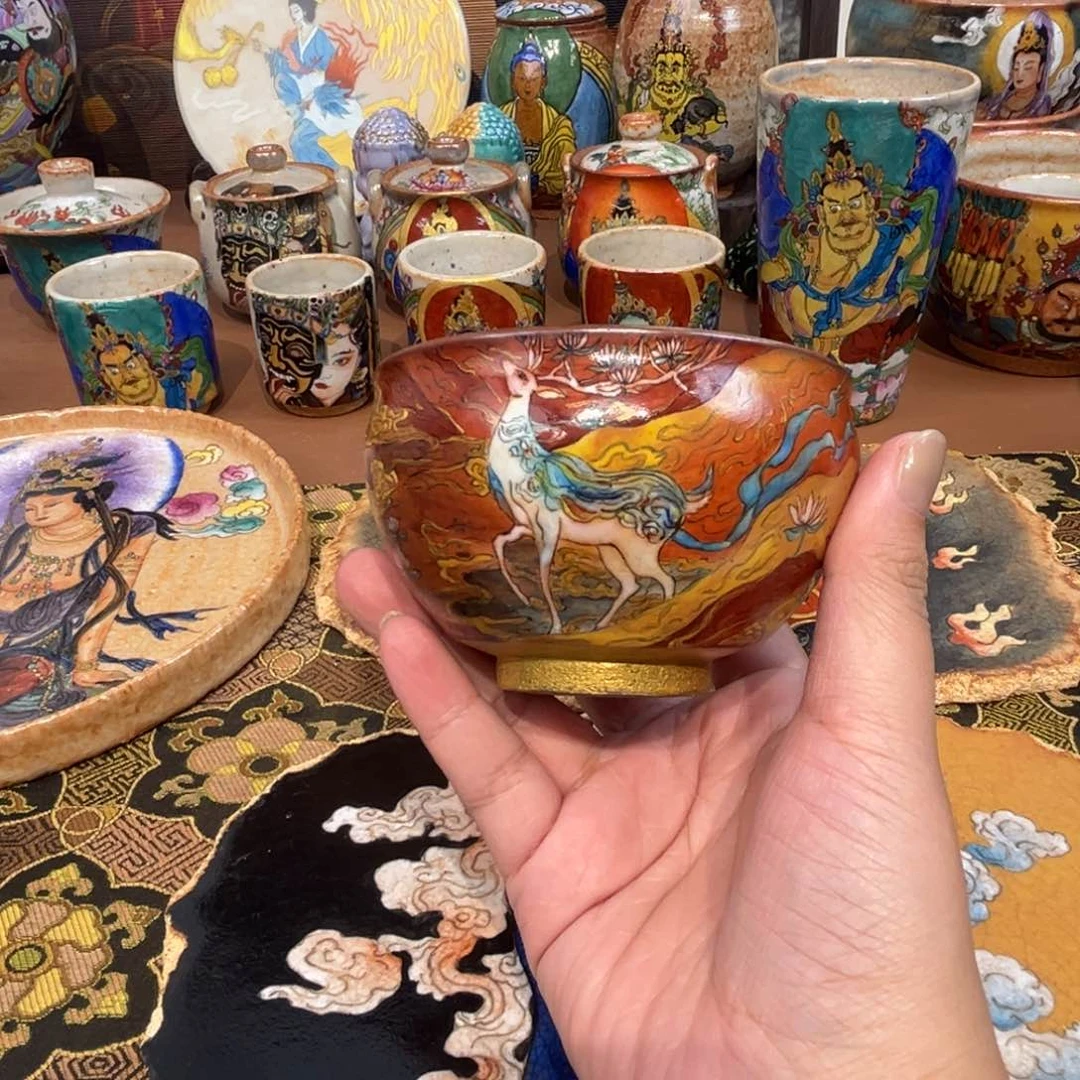 猫****e手工手绘鹿杯杯