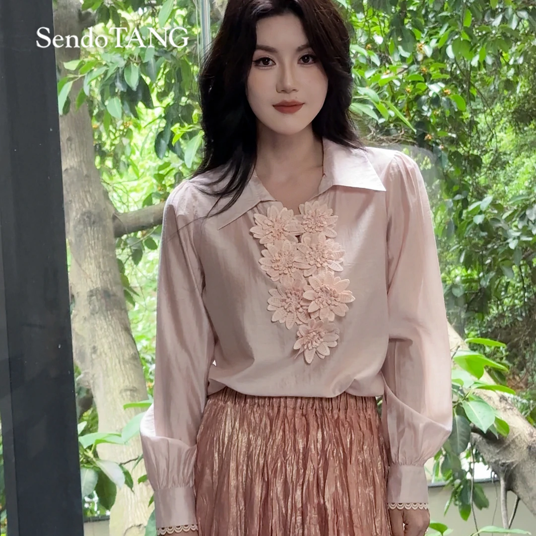 现货精致小花【探春】胖多女装夏季新款时尚高级感衬衫上衣