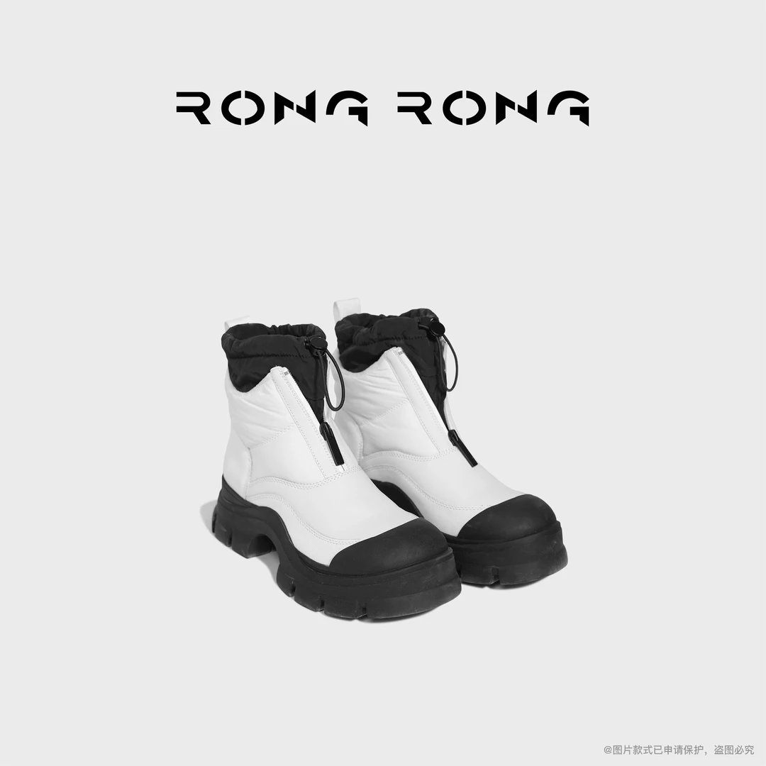 溶溶RONGRONG 真皮拼接撞色保暖加绒登山靴雪地靴686-2835