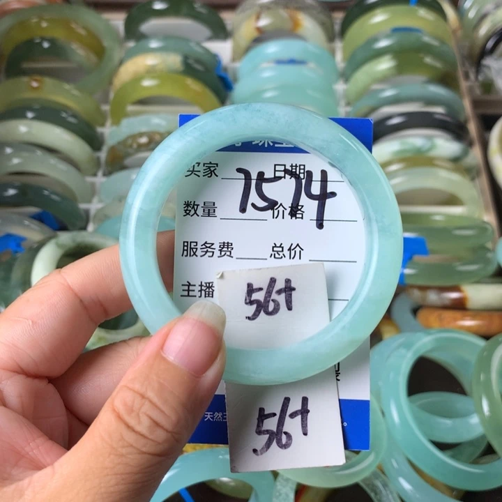 未镶嵌蛇纹石玉手镯7574