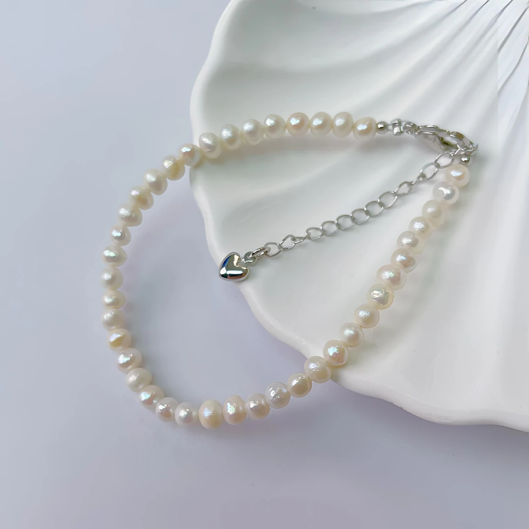 392 / 淡水珍珠手链3-4mm小米珠手链  白色简约 可调节