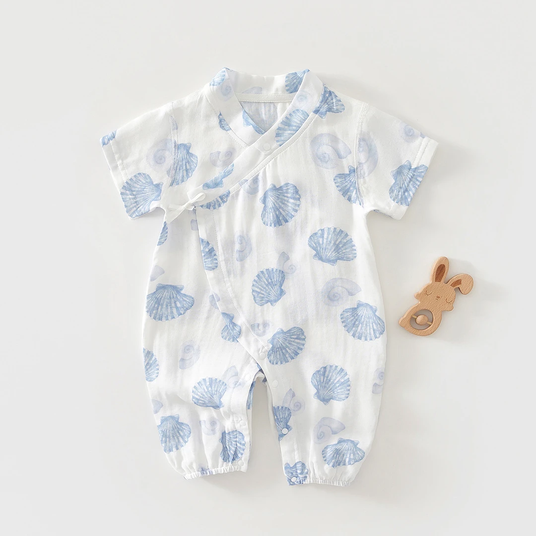 【短袖长裤】婴儿衣服夏季薄款透气宝宝连体衣竹棉新生幼儿睡衣爬服