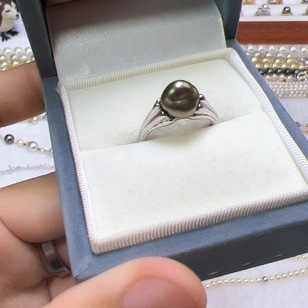 银S925镶嵌戒指海水珍珠