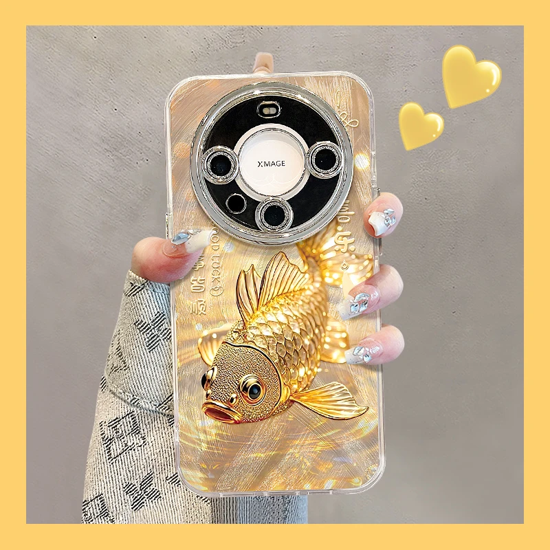 平安喜乐锦鲤适用华为mate70pro手机壳女款全包镜头膜小众高级感