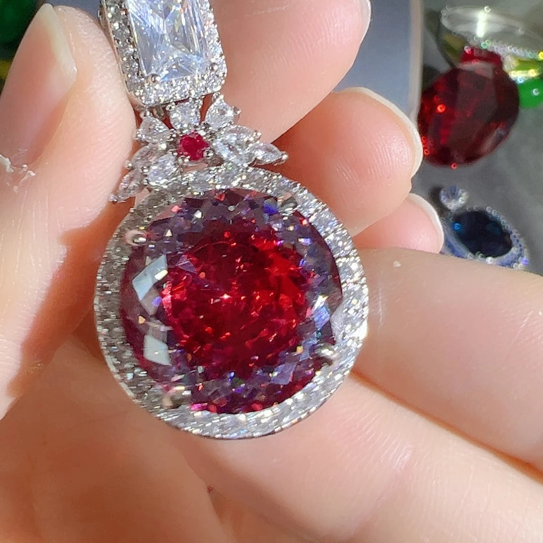 花岗石钨合金红色蓝色吊坠