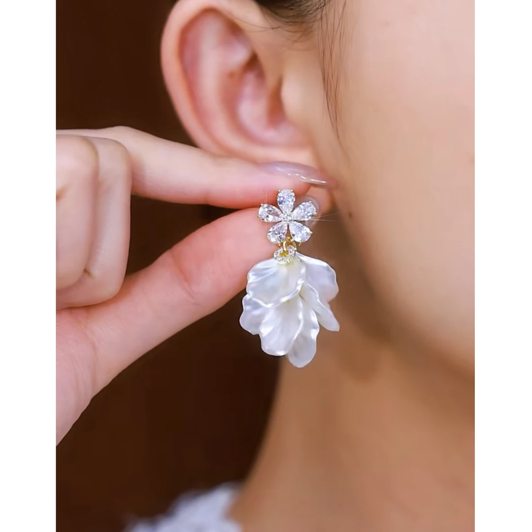 铜合金耳饰 新款轻奢【繁花】仙气十足时尚百搭耳环0359