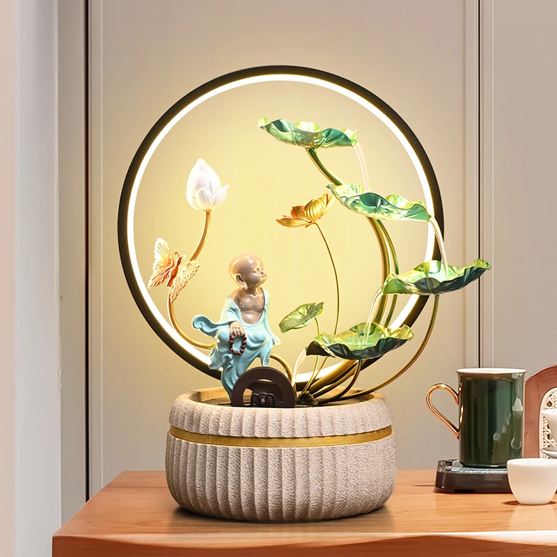 新中式流水摆件喷泉流水循环水家居桌面装饰开业乔迁送礼佳品