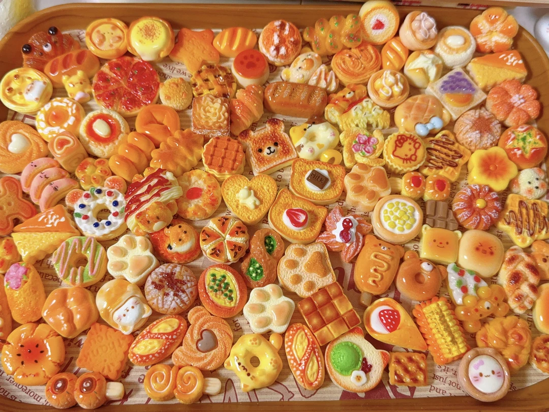 清仓超划算3-面包饼干糕点系列可爱色系树脂配件食玩