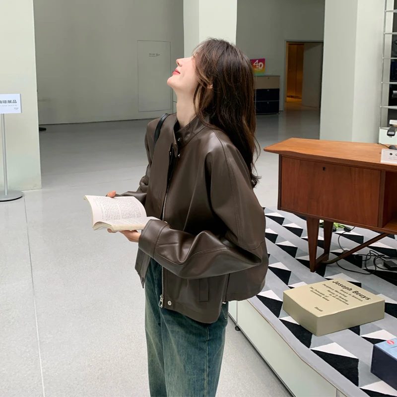 美拉德皮衣外套女2025早春新款甜酷炸街工装风又酷又飒机车服夹克