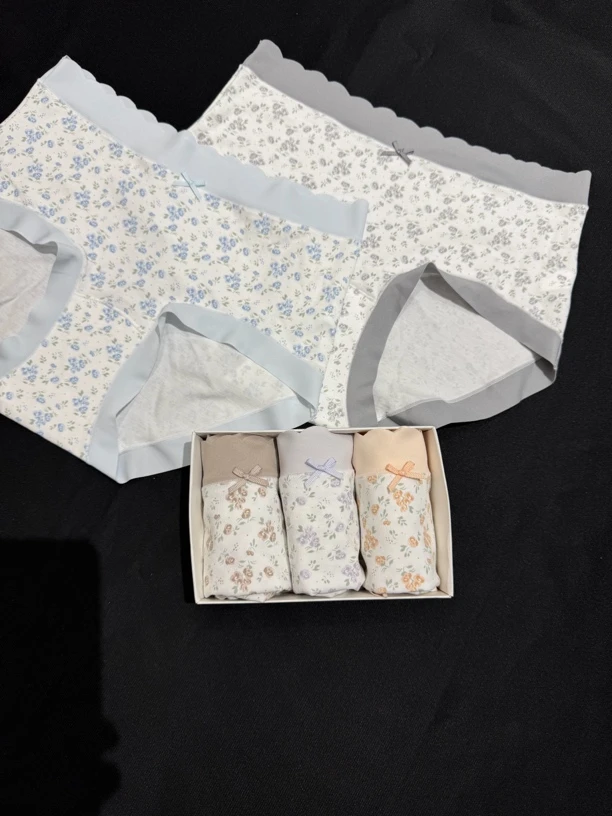 女士夏季透气田园风碎花棉中腰舒适三角内裤80一130斤三角裤印花