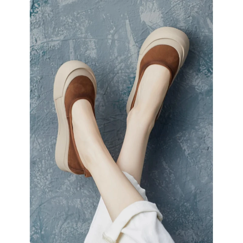 2025（A2）春季新款圆头拼色套脚平跟单鞋一脚蹬休闲鞋子2613-1