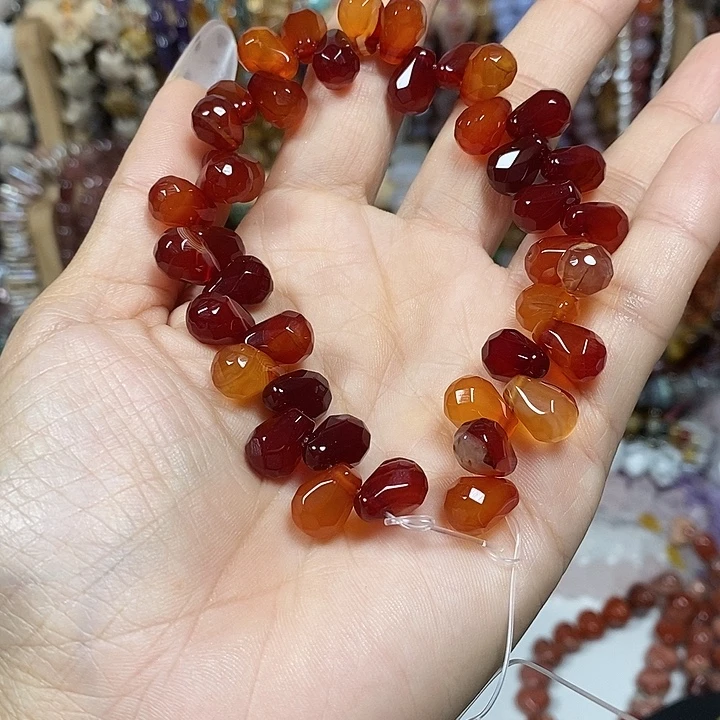 玛瑙/玉髓未镶嵌珠宝半成品玛瑙切面水滴卡8*12mm