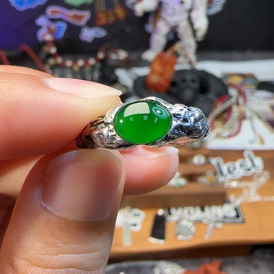 翡翠银S925镶嵌戒指