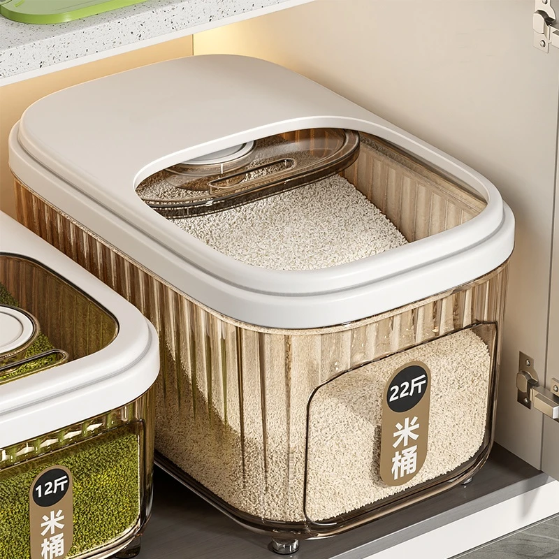 【销量60w+】防虫防潮密封米桶厨房透明推盖大容量面粉窄缝米桶储米