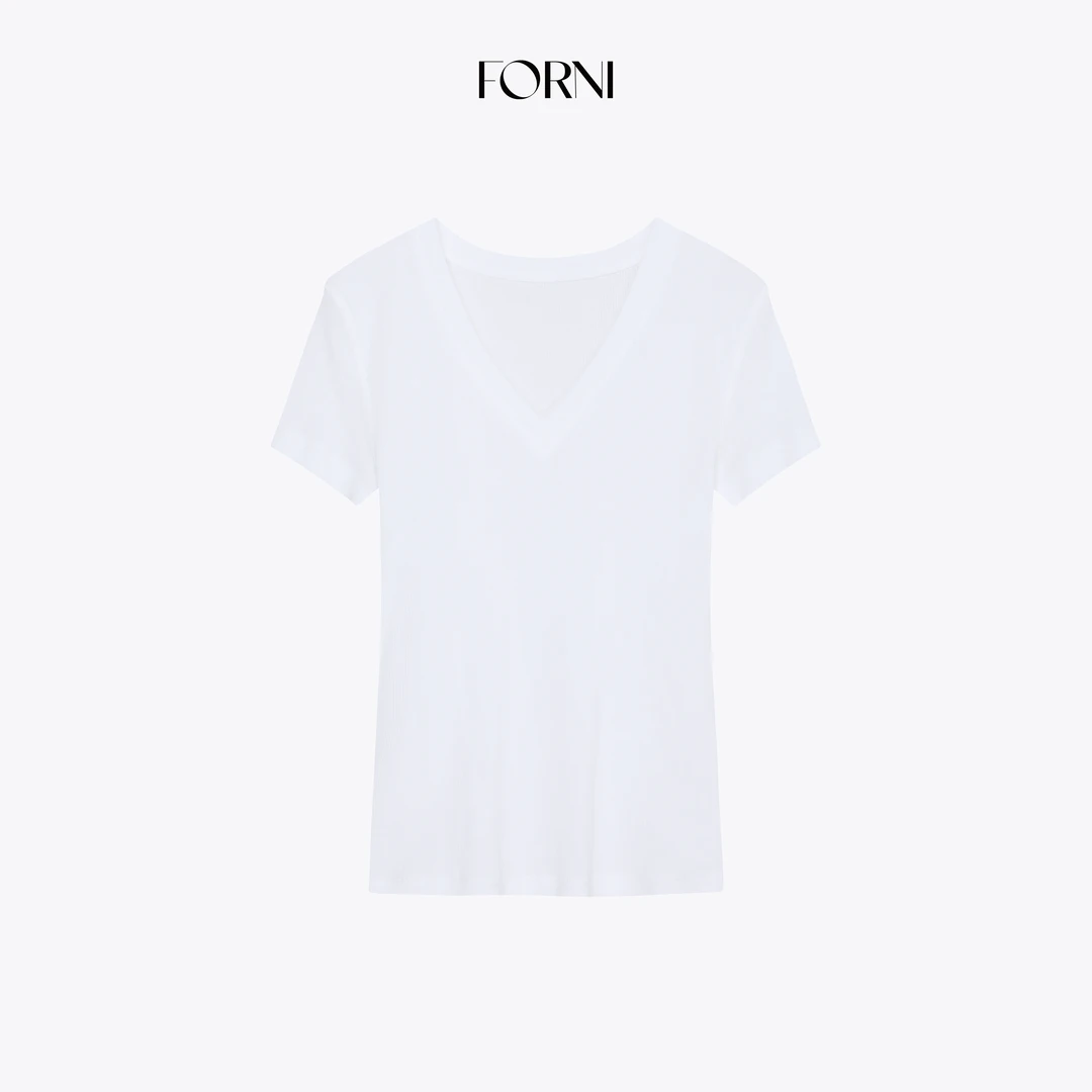 FORNI Baby tee 高克重100纯棉极简系列V领正肩修身显瘦T恤