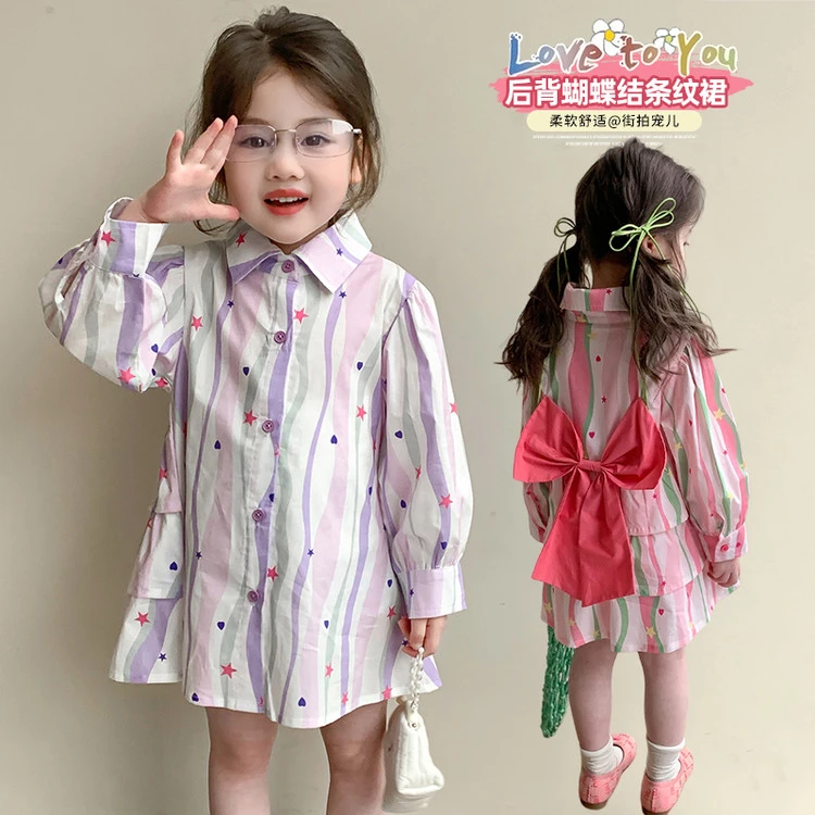 连衣裙休闲春季蝴蝶结星星女童中小童