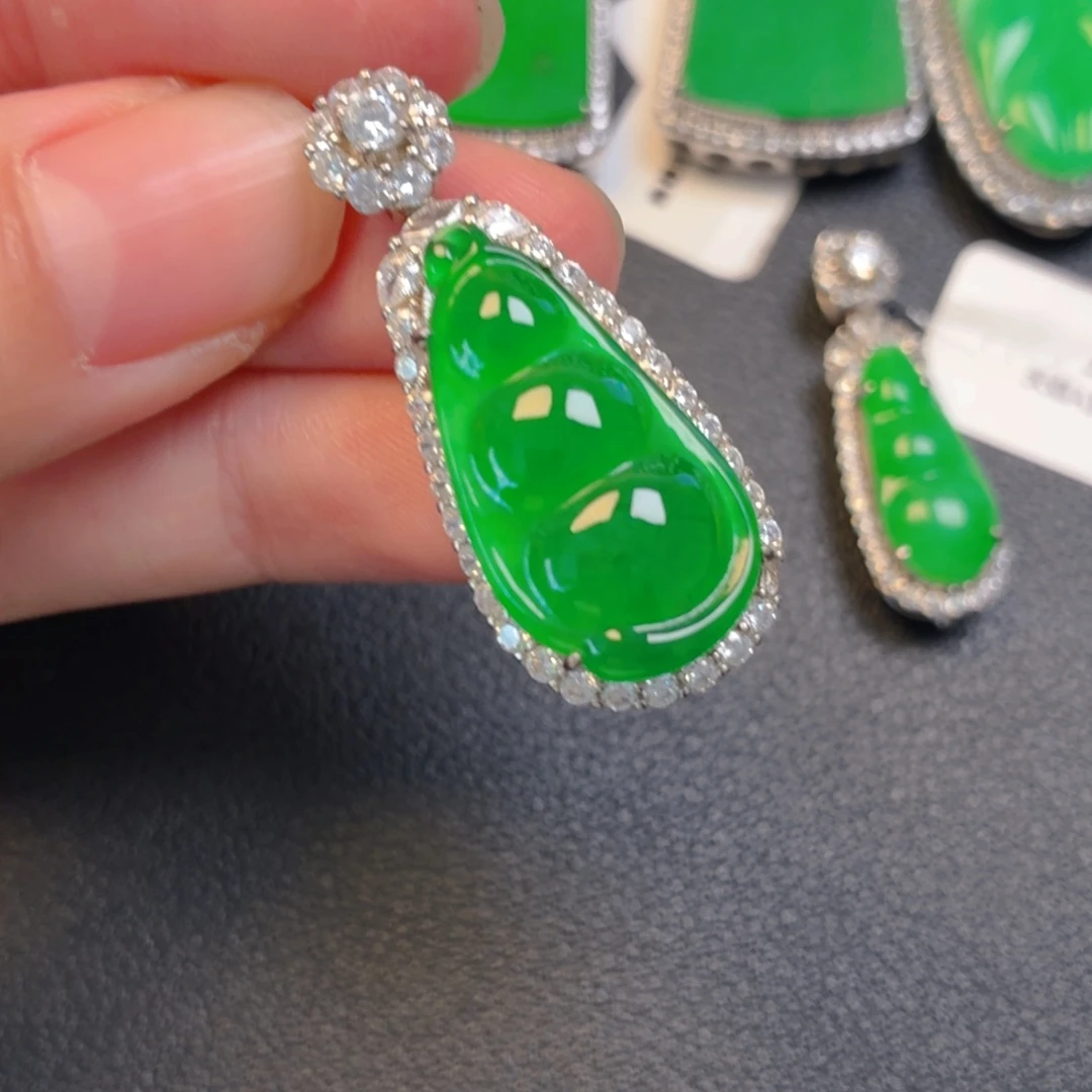 翡翠银S925镶嵌吊坠(不含链)