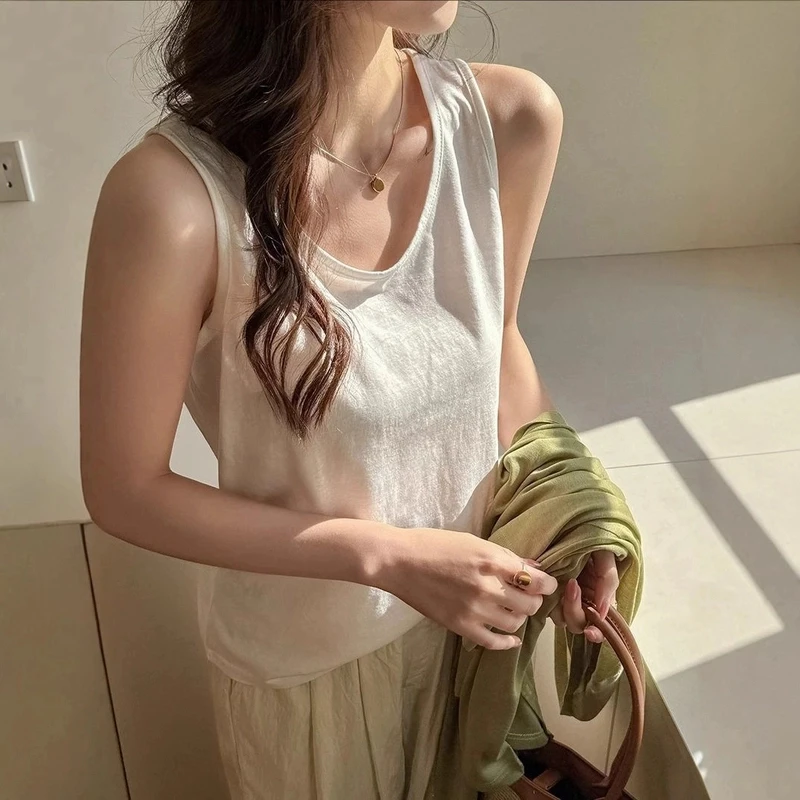 【专柜正版】25年夏季韩系宽松百搭慵懒风无袖上衣可外穿遮肉骑行服