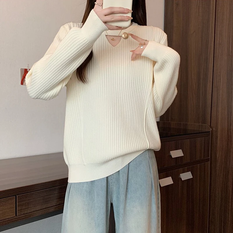 胖妹妹大码女装秋冬加厚套头毛衣胖mm宽松显瘦圆领百搭打底上衣